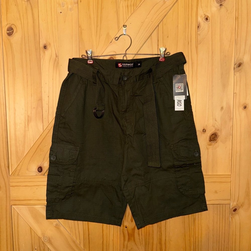 IC COLLECTION Men's Dark Green Cargo Shorts